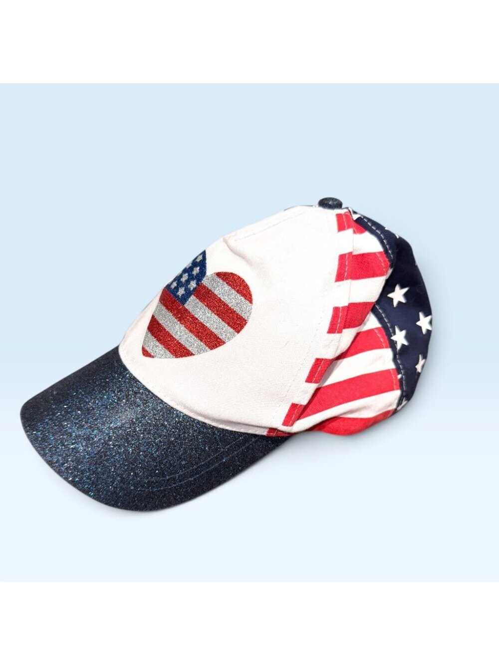 The Children’s Place Girls Patriotic Flag Heart Glitter Baseball Cap